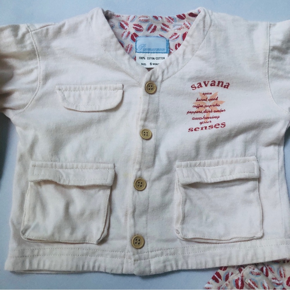 Vintage French preppy baby bundle Premaman romper & safari jacket unisex - Picture 2 of 8